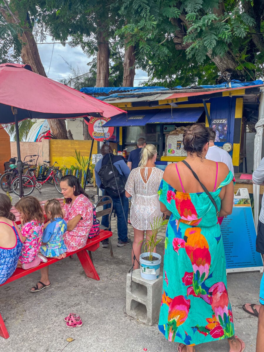 Lunch Line at Cuzz's Fish Stand Barbados