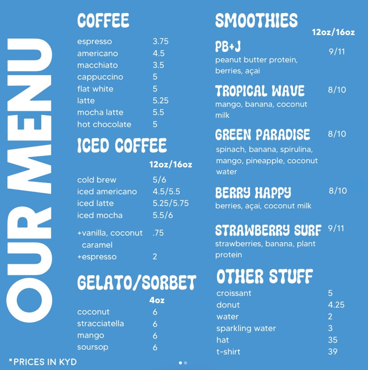 Happy Days Menu
